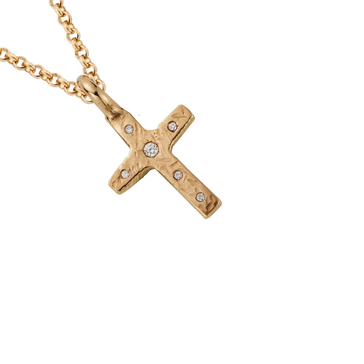 Gold Diamond Square Cross Necklace