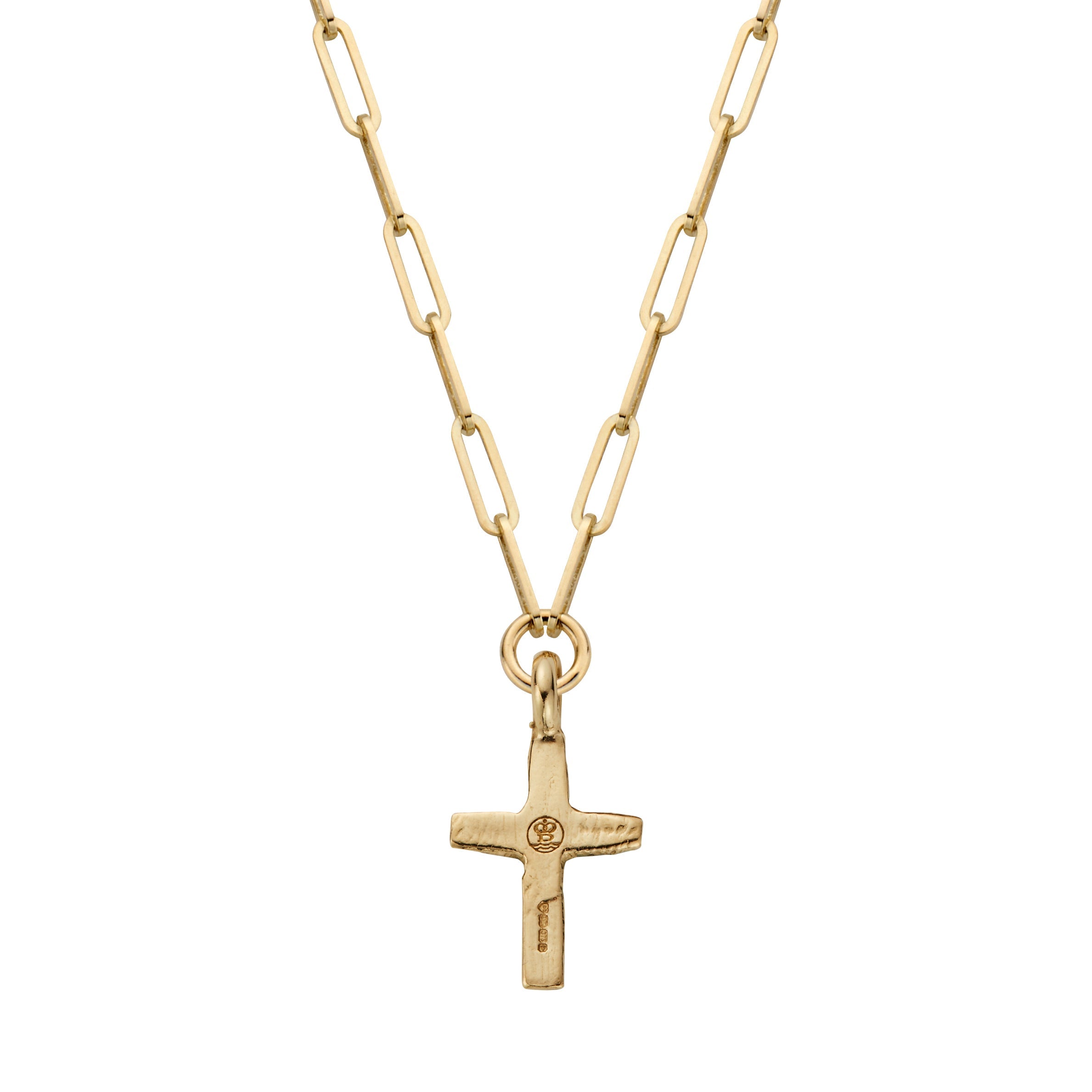 Gold Diamond Square Cross Trace Chain Necklace