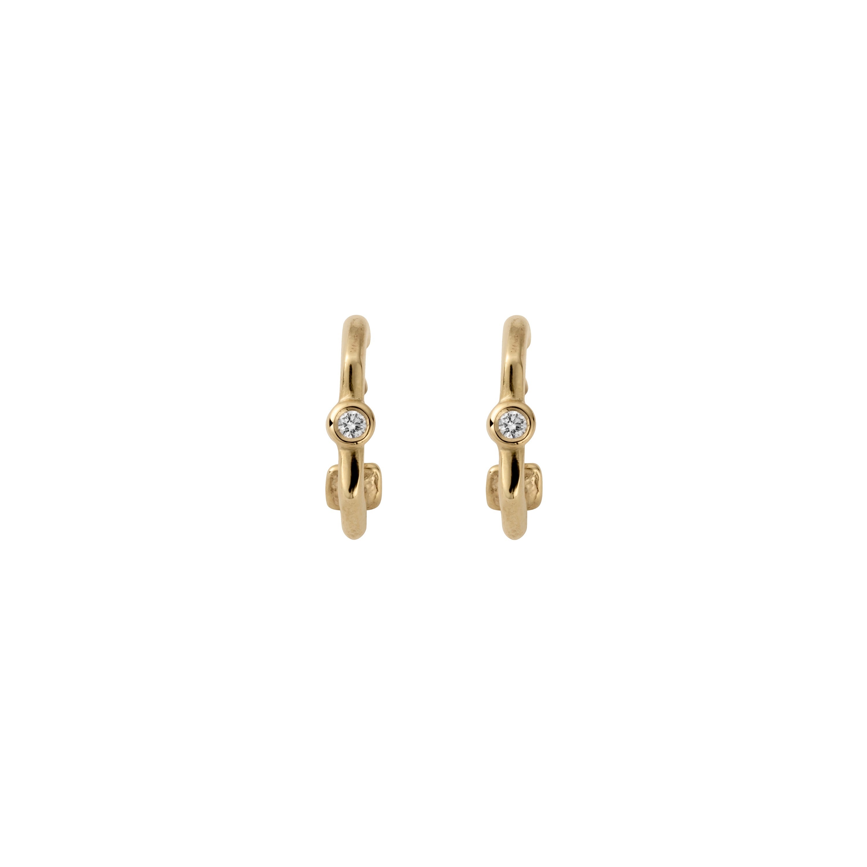 Gold Diamond Tiny Cupid Hoop Earrings
