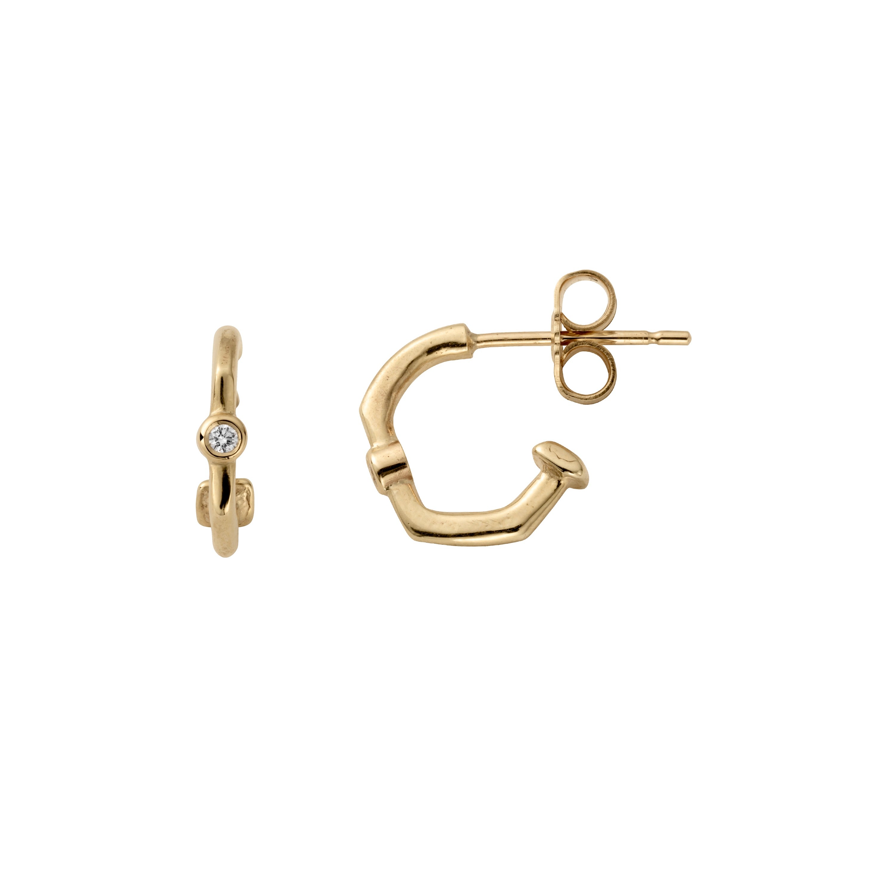 Gold Diamond Tiny Cupid Hoop Earrings