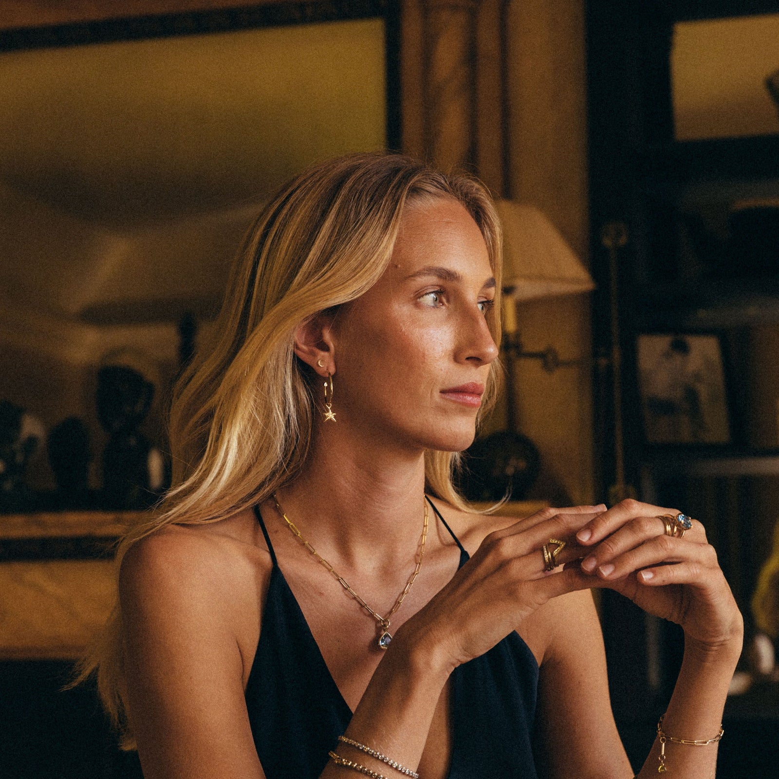 Gold Pavé Set Diamond V Ring