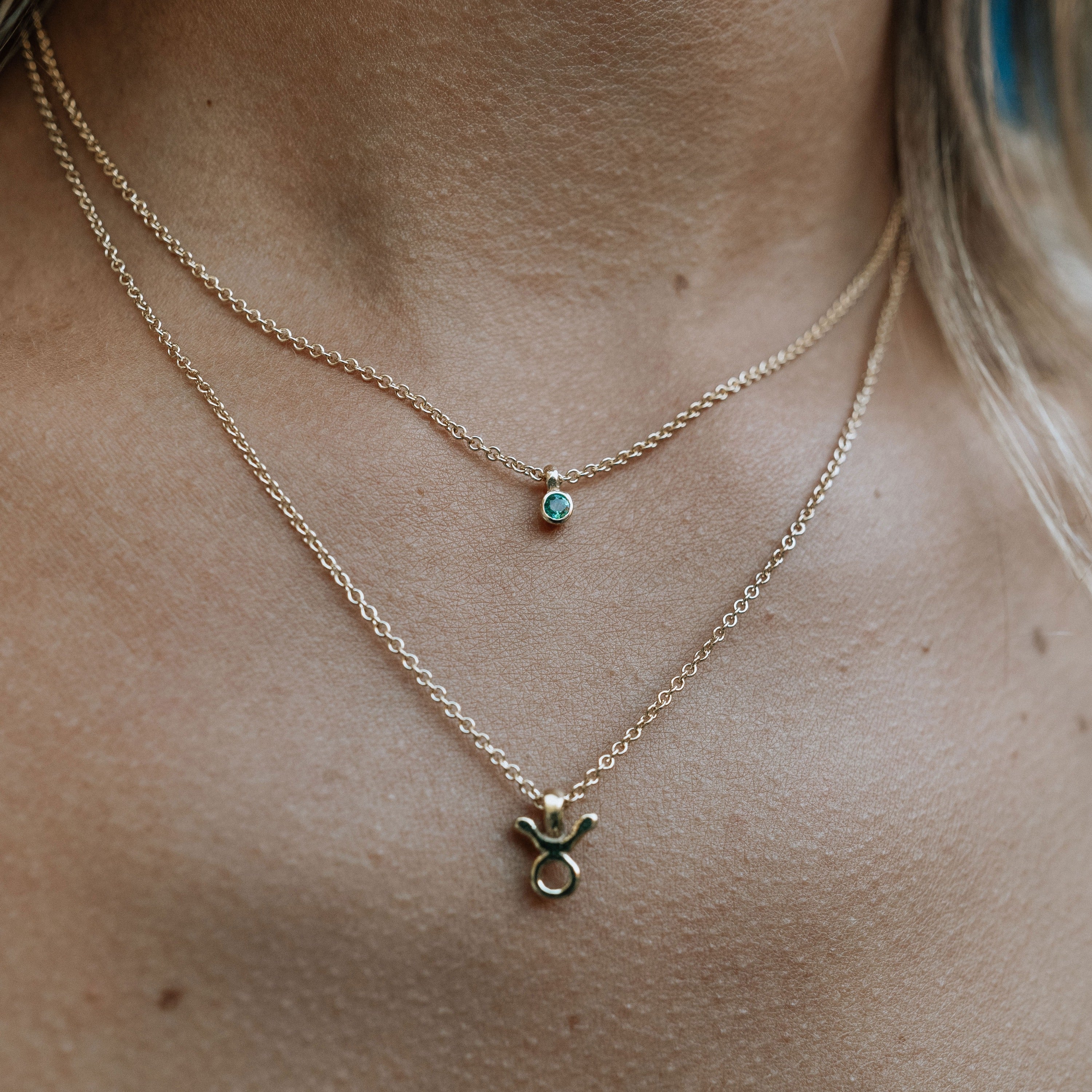 Gold Mini Emerald Necklace