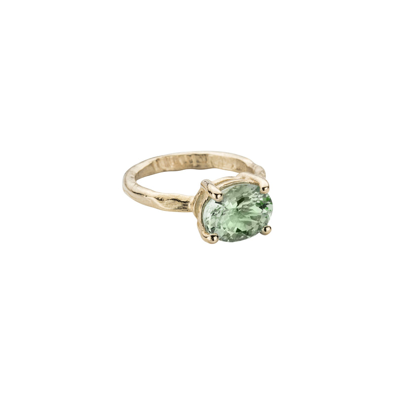 Gold Green Quartz Claw Ring