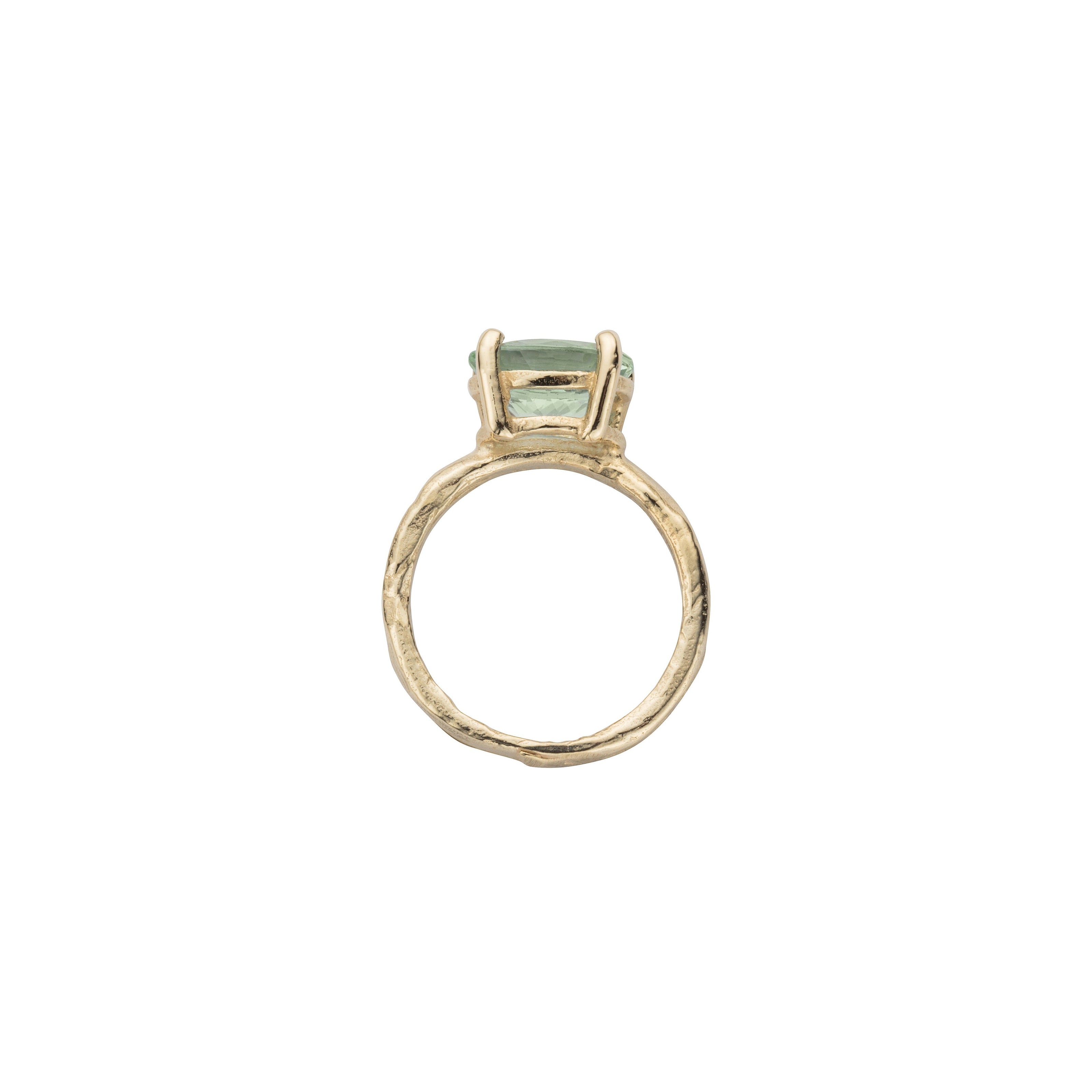 Gold Green Quartz Claw Ring