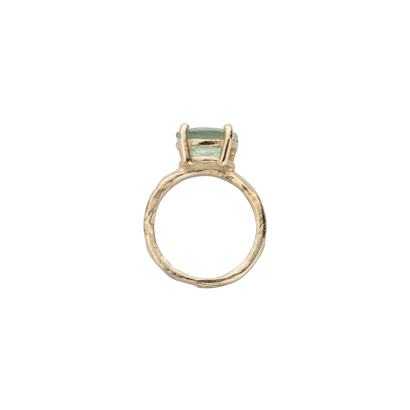 Gold Green Quartz Claw Ring
