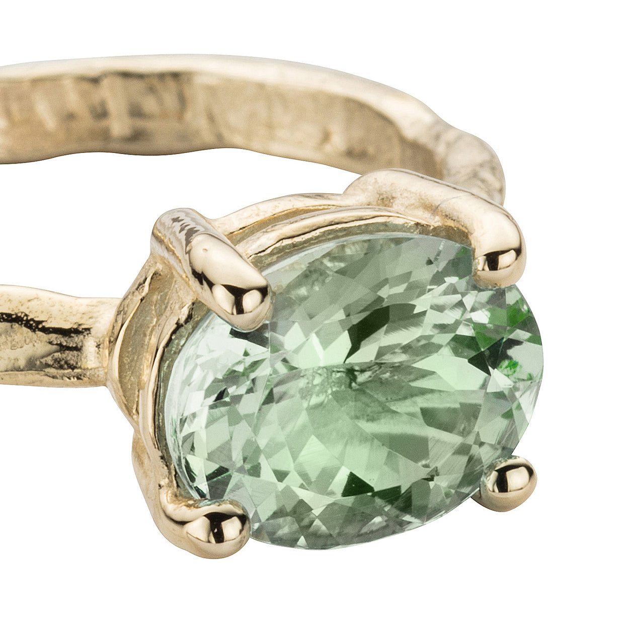 Gold Green Quartz Claw Ring