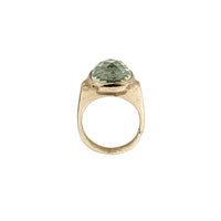 Gold Green Quartz Crystal Ring