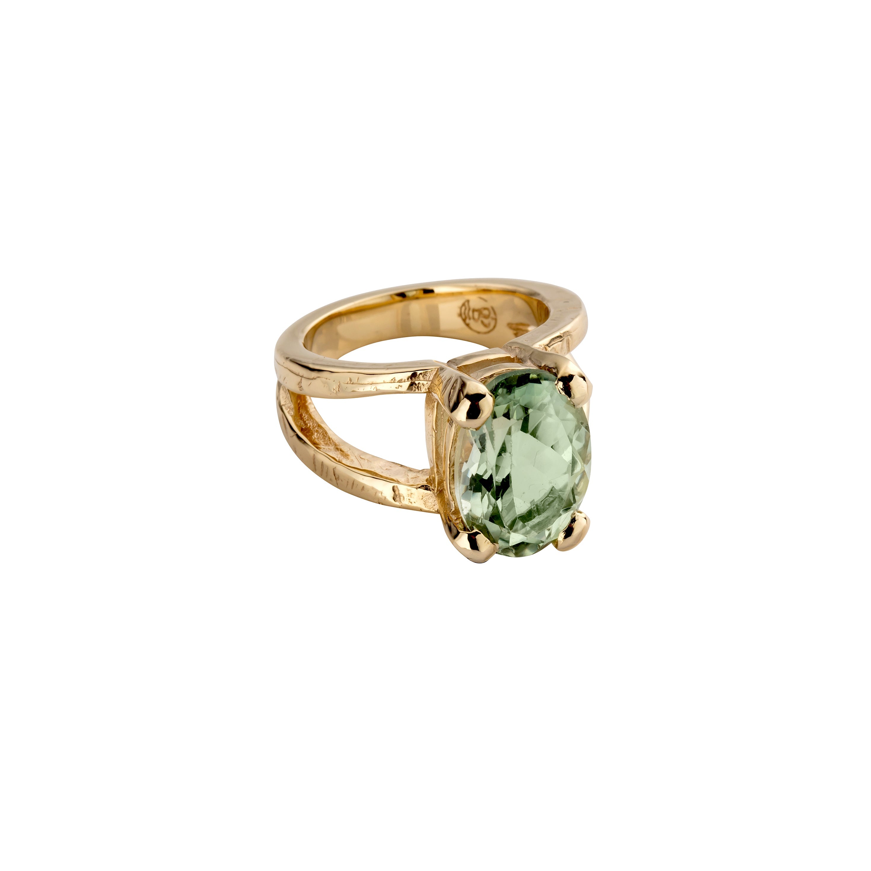 Gold Green Quartz Maxi Claw Ring