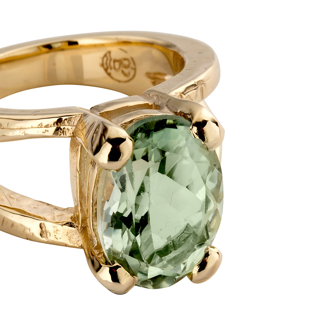 Gold Green Quartz Maxi Claw Ring