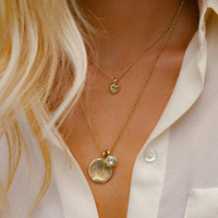 Gold Green Quartz Moon & Stone Necklace