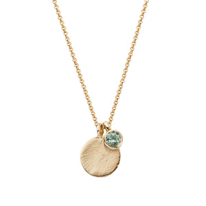 Gold Green Quartz Moon & Stone Necklace