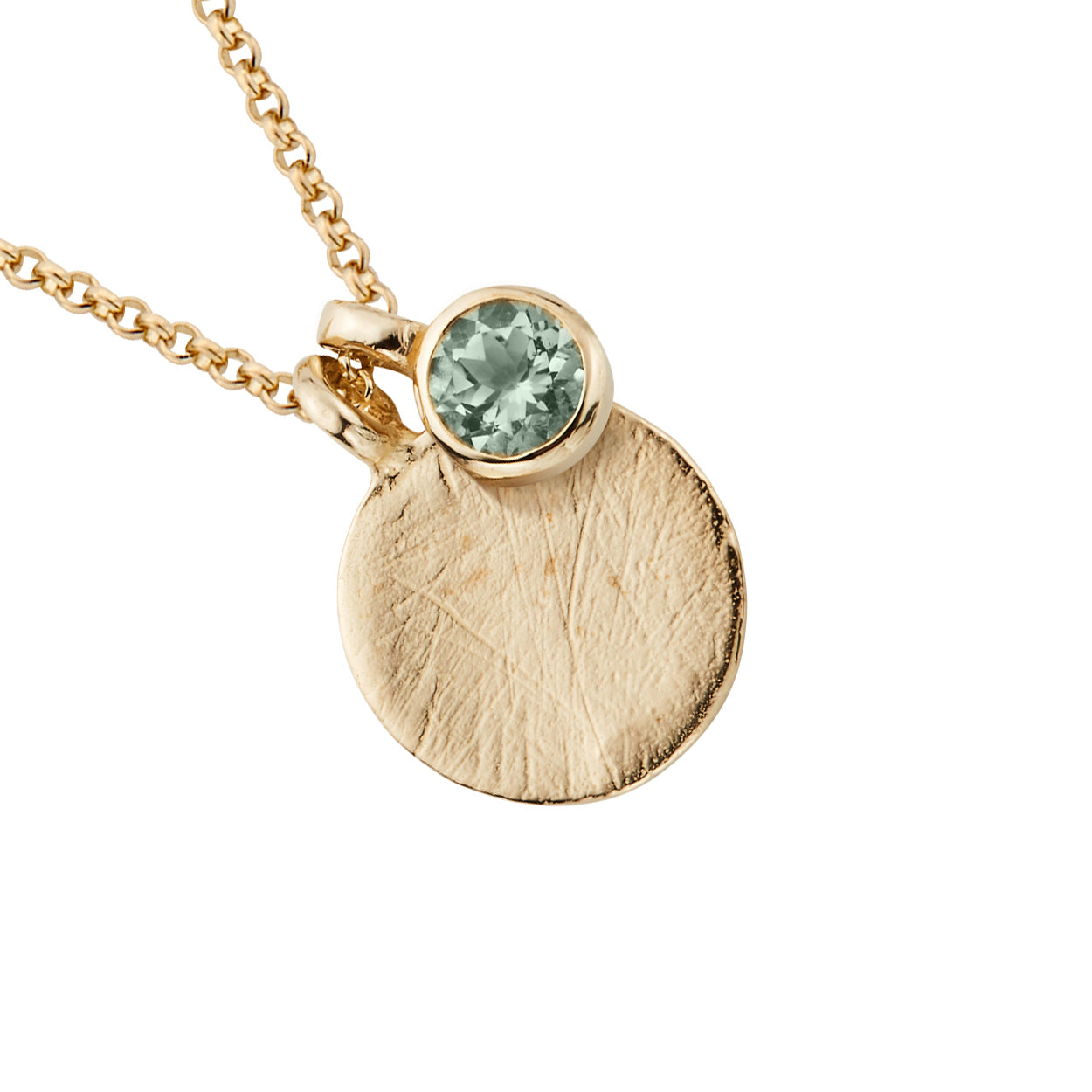 Gold Green Quartz Moon & Stone Necklace