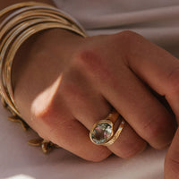 Gold Green Quartz Treasure Ring