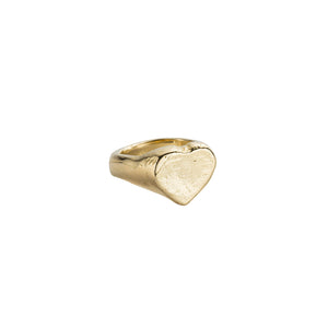 Gold Heart Signet Ring