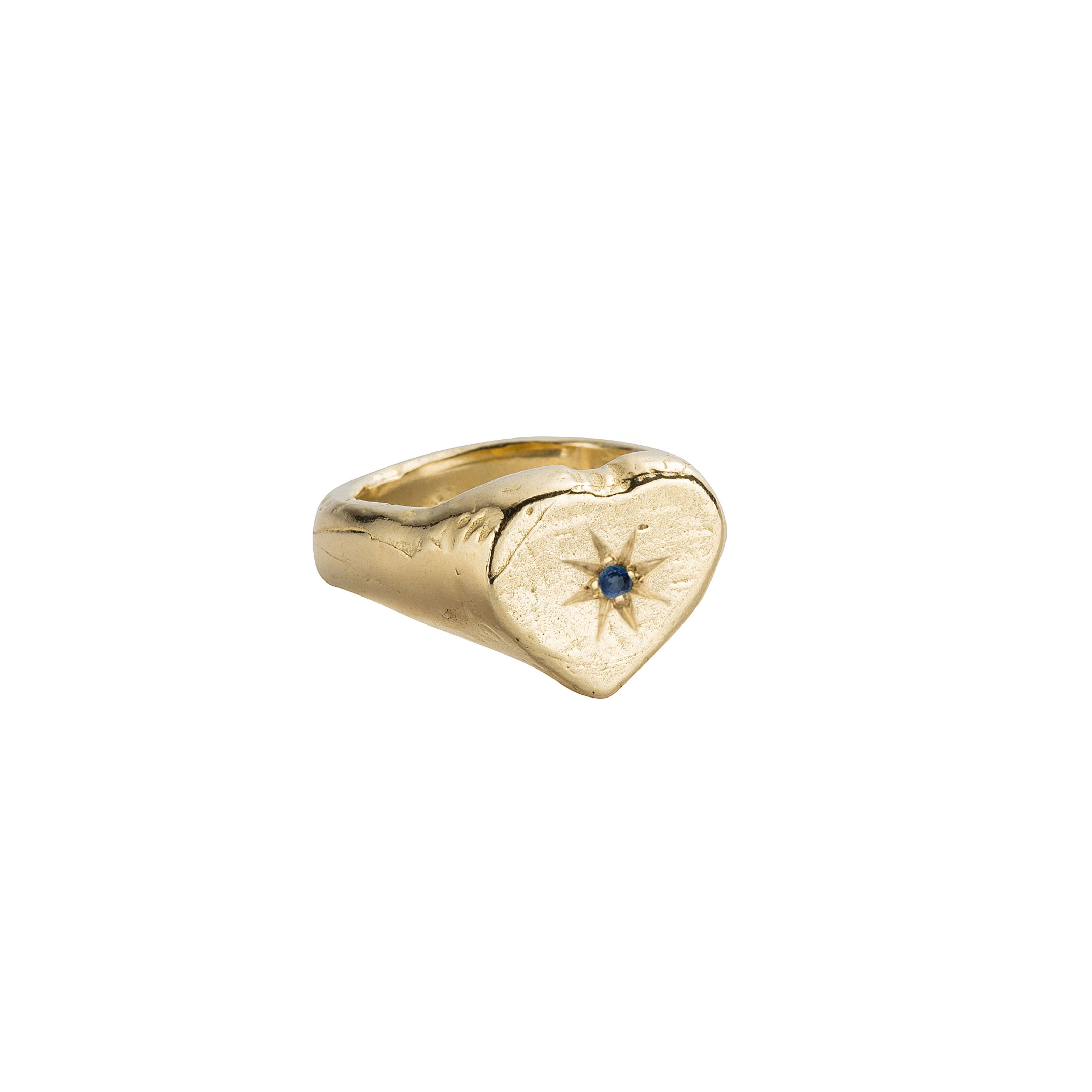 Gold Heart Signet Ring