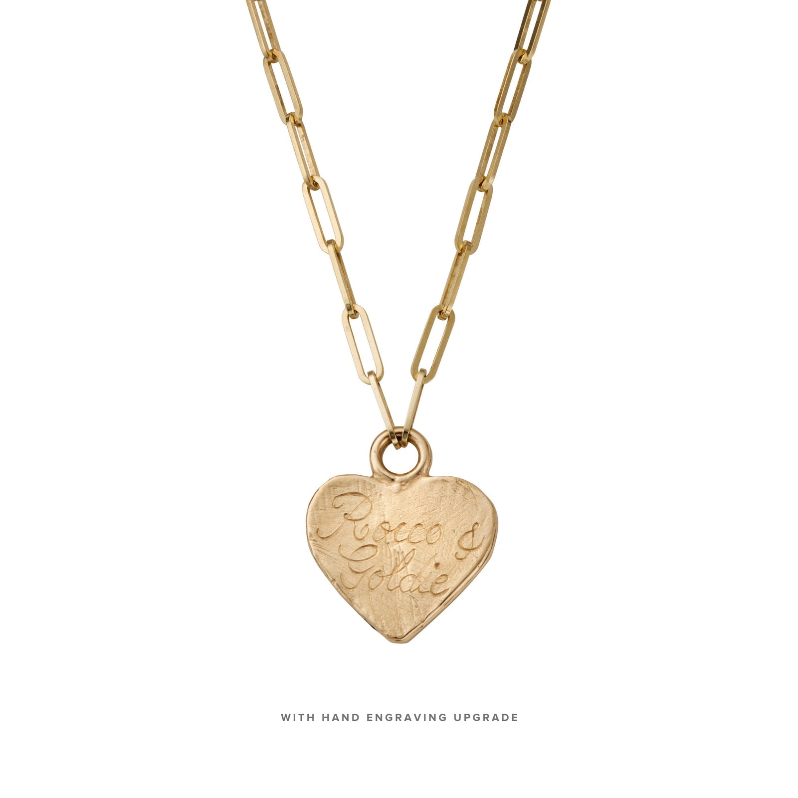 Gold Keeper's Heart Trace Chain Necklace with Handwriting