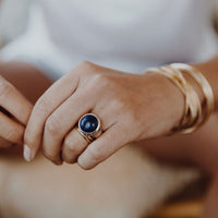 Silver Lapis Mood Ring