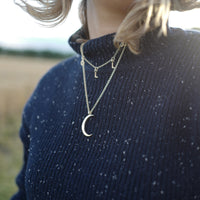 Gold Large Crescent Moon Necklace