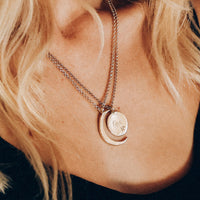 Gold Large Crescent Moon Necklace