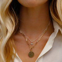 Gold Large Moon Trace Chain Necklace