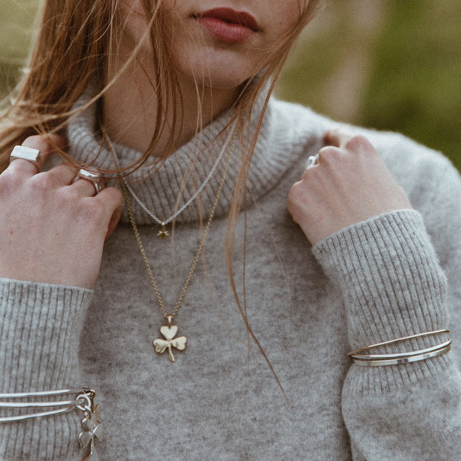 Gold Large Shamrock Necklace