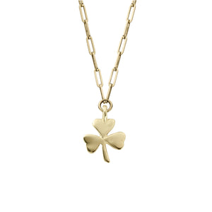 Gold Large Shamrock Trace Chain Necklace