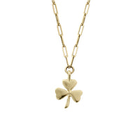 Gold Large Shamrock Trace Chain Necklace