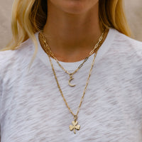 Gold Large Shamrock Trace Chain Necklace