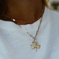 Gold Large Shamrock Trace Chain Necklace