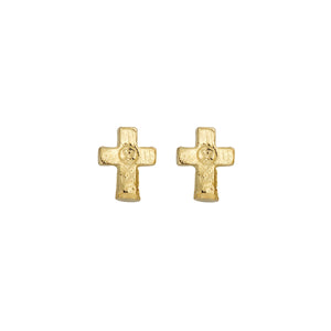 Gold Little Cross Ear Charm Set