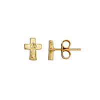 Gold Little Cross Ear Charm Set