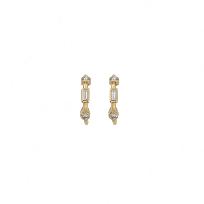 Gold Diamond Luxury Mini Cupid Hoop Earrings