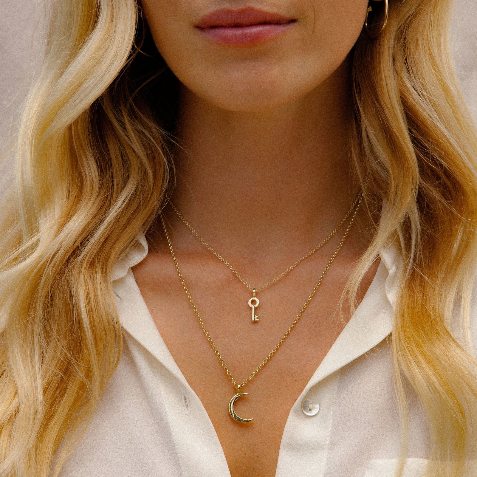 Gold Medium Crescent Moon Necklace