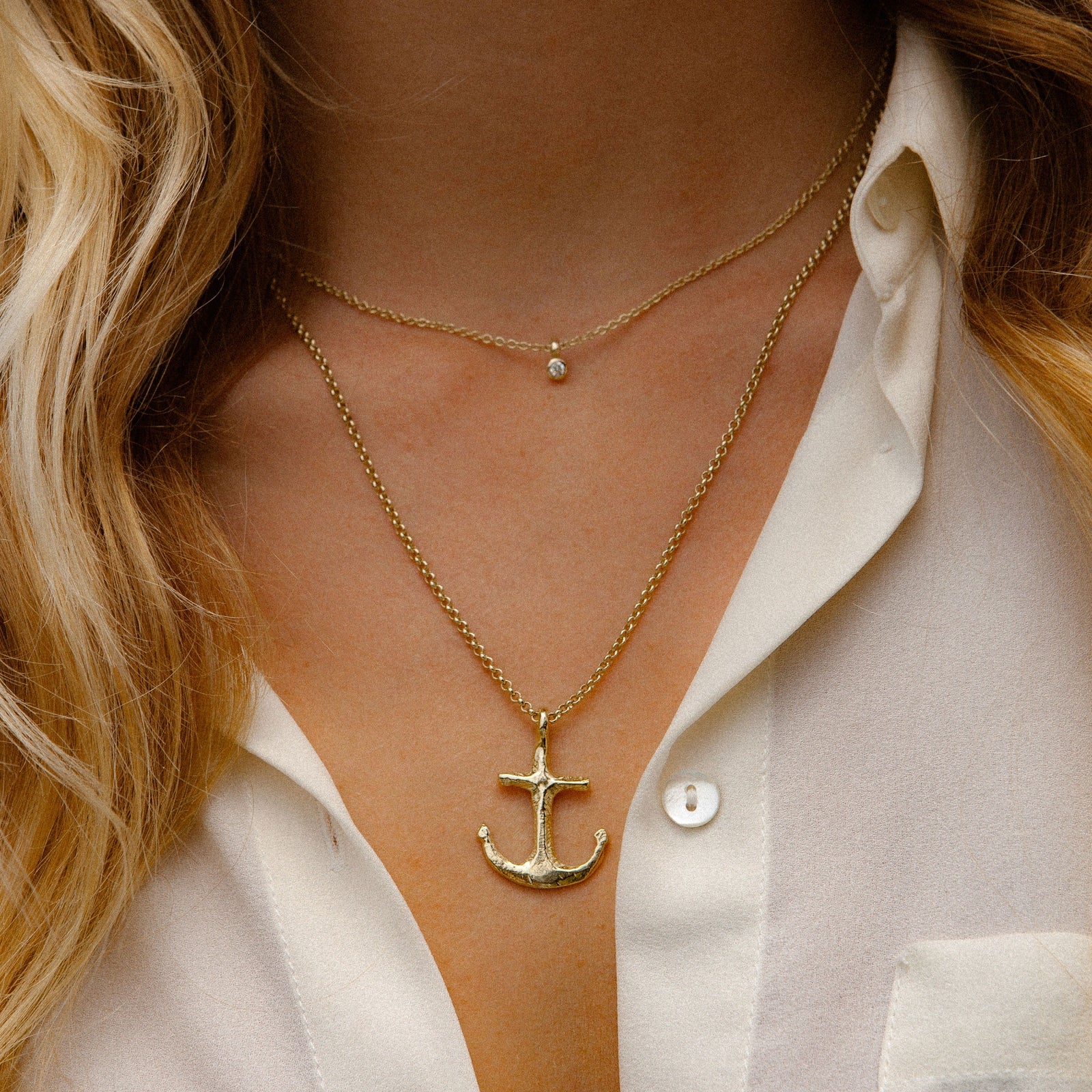 Gold Midi Anchor Necklace