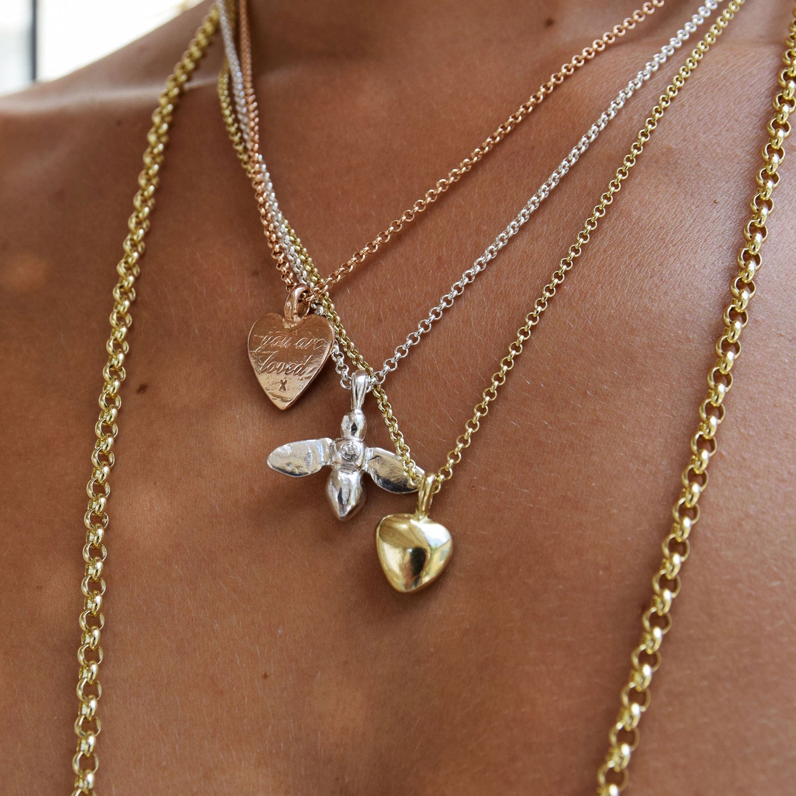 Gold Midi Grateful Heart Necklace