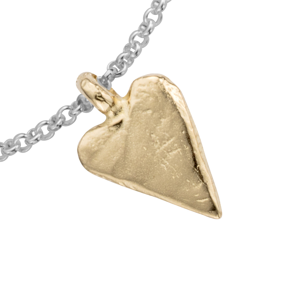 Silver & Gold Medium Heart Chain Bracelet