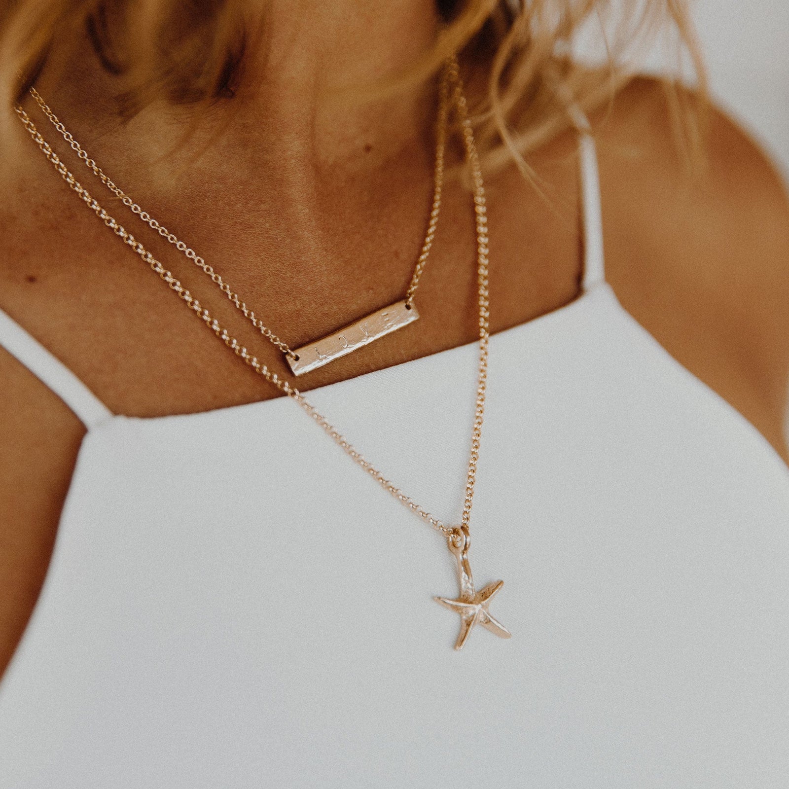 Gold Medium Starfish Necklace