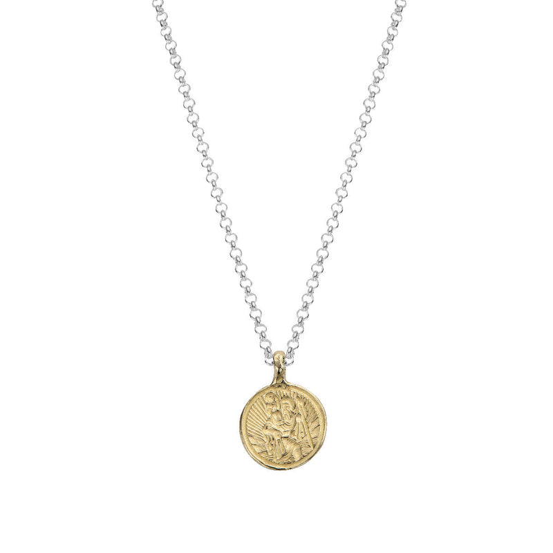 Silver & Gold Medium St Christopher Necklace