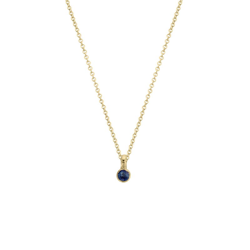 Gold Mini Blue Sapphire Necklace