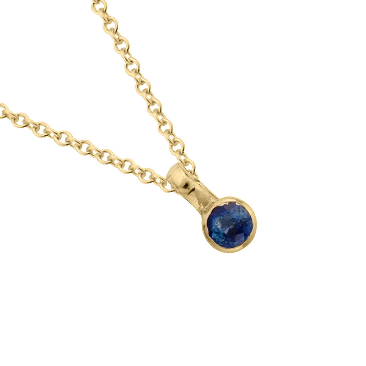 Gold Mini Blue Sapphire Necklace