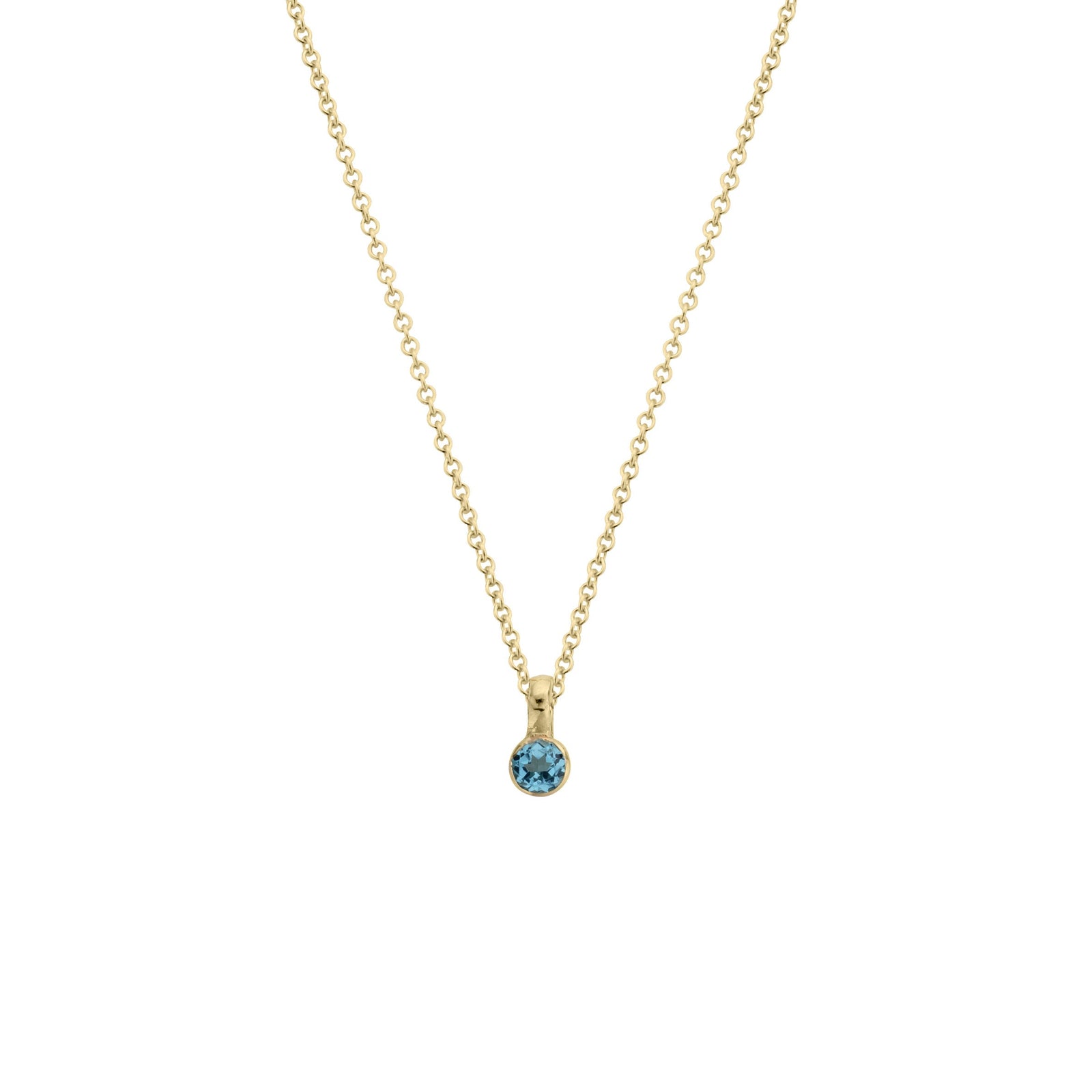 Gold Mini Blue Topaz Necklace