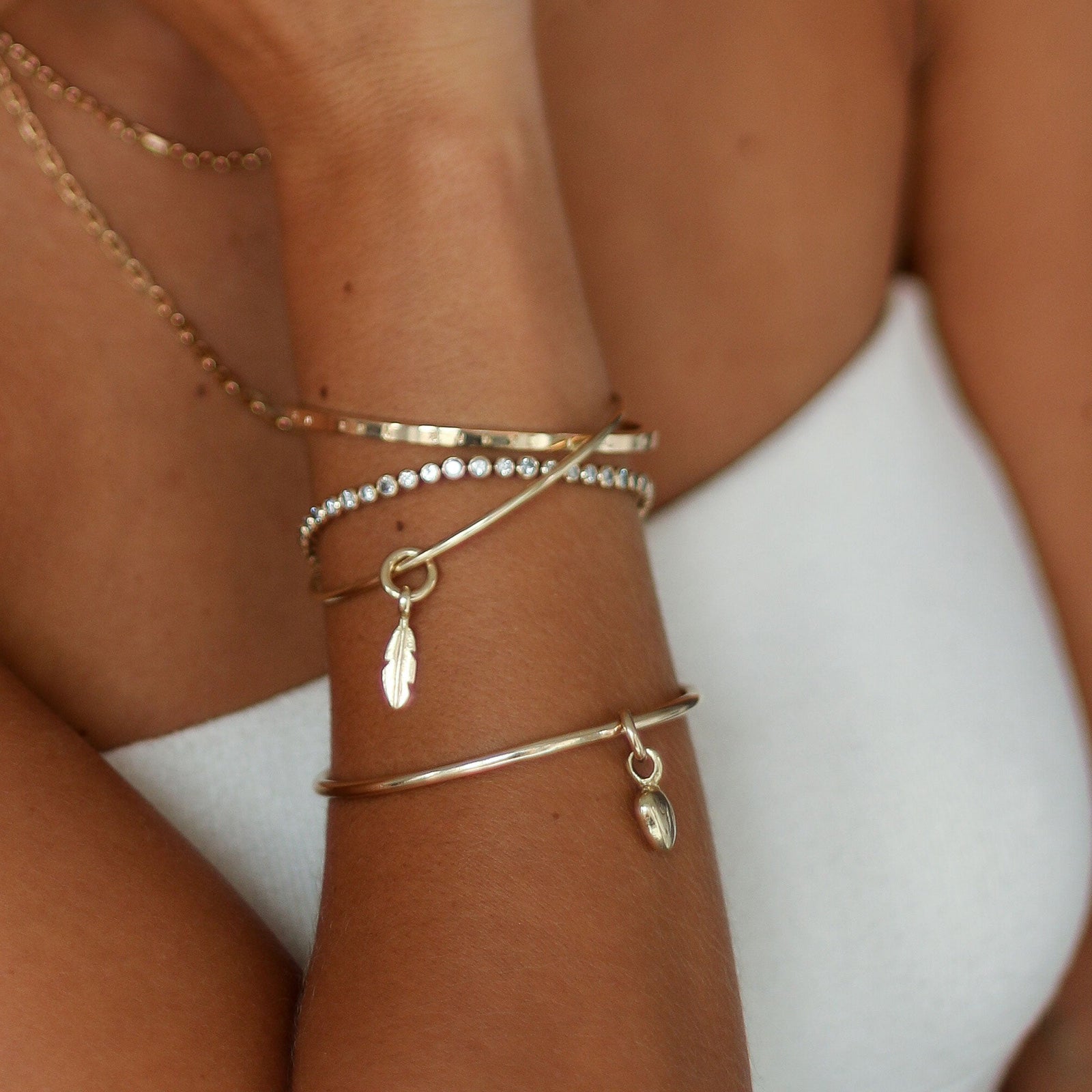 Gold Baby Feather Bangle