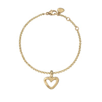 Gold Mini Open Heart Chain Bracelet