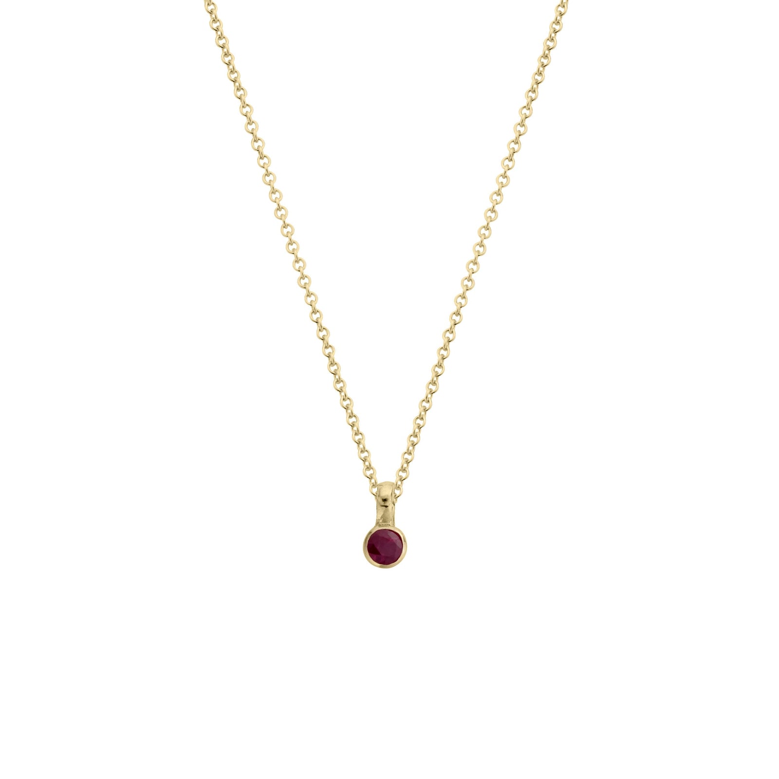 Gold Mini Ruby Necklace
