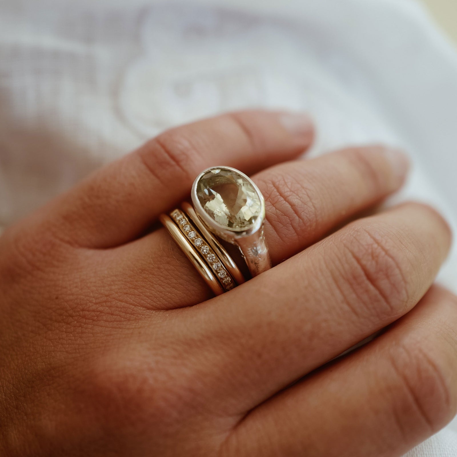 Gold Pavé Set Diamond Mini Posey Ring