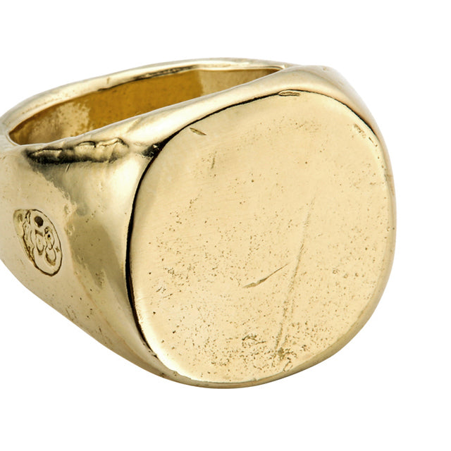 Gold Pebble Signet Ring