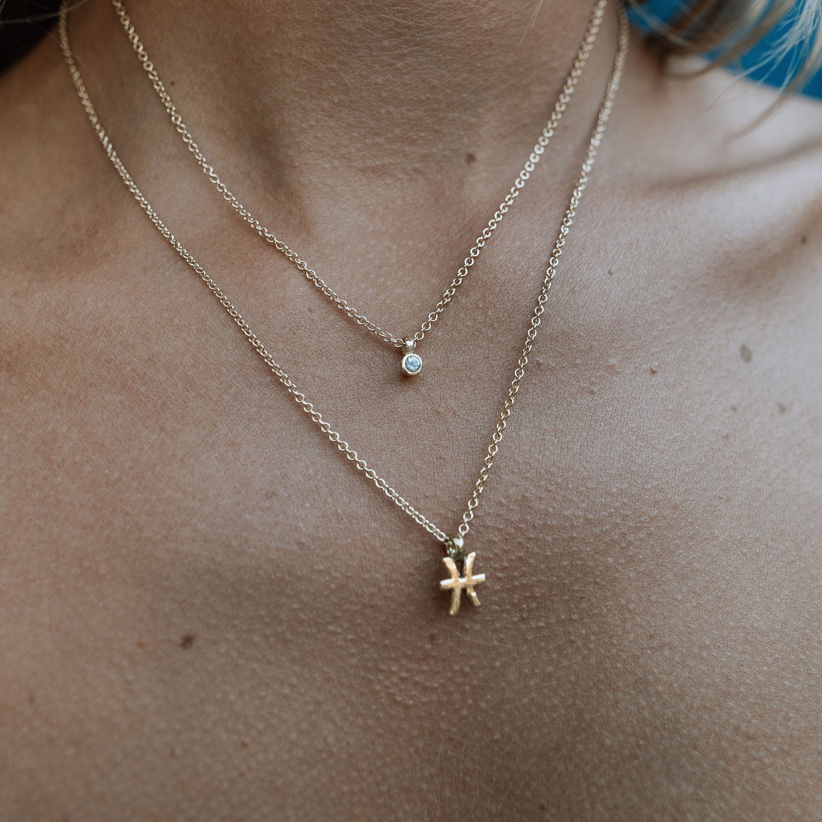 Gold Mini Pisces Horoscope Necklace