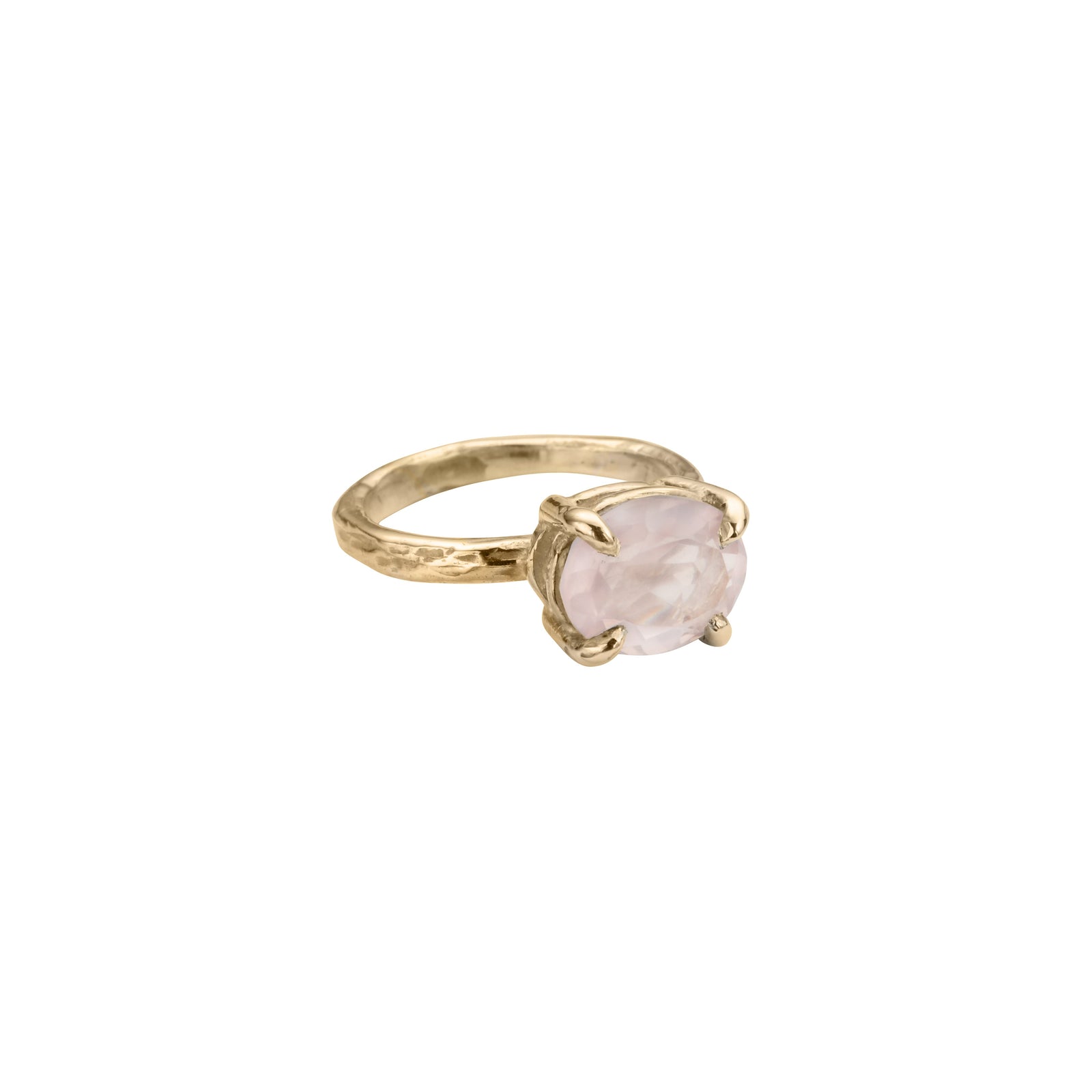 Gold Rose Quartz Claw Ring
