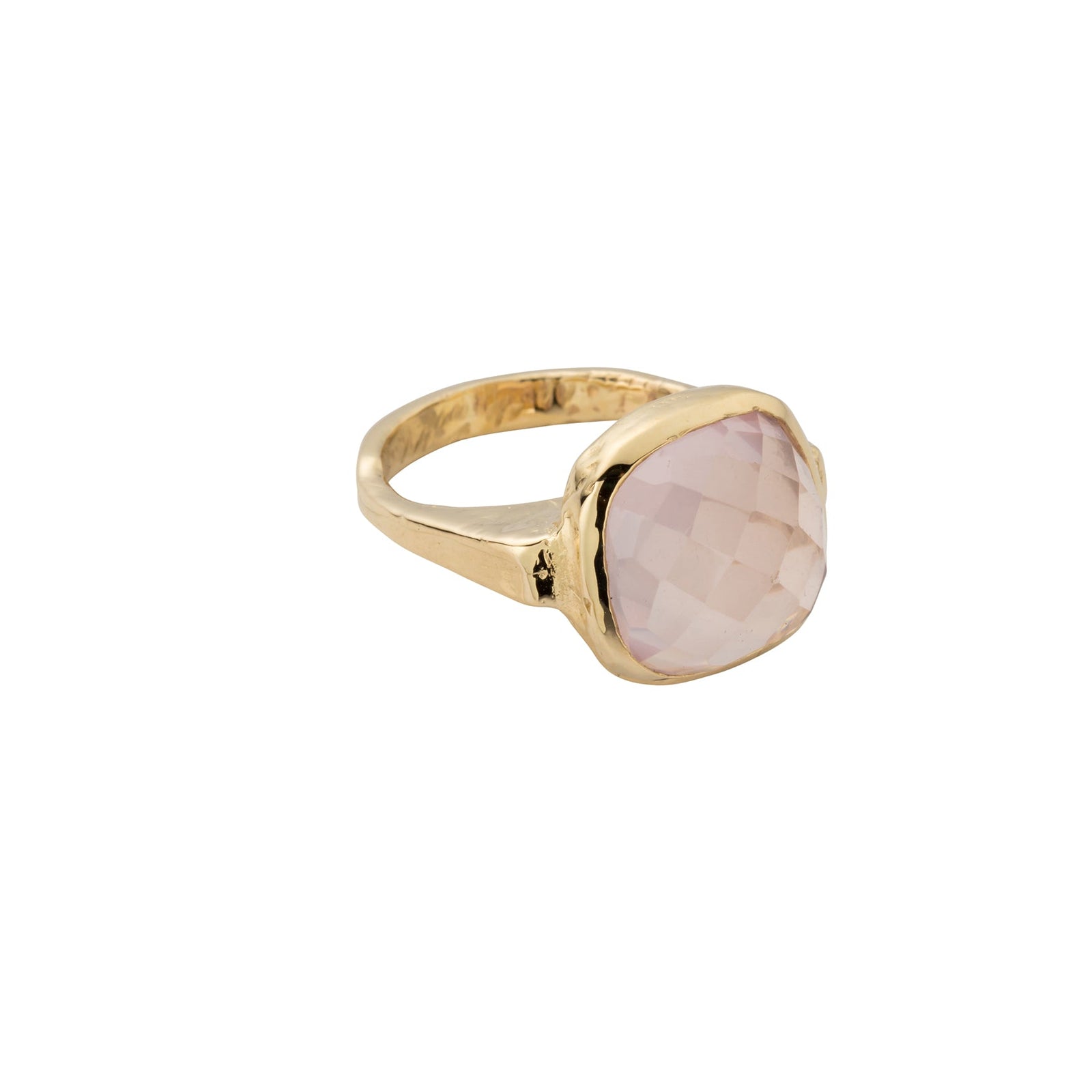 Gold Rose Quartz Crystal Ring