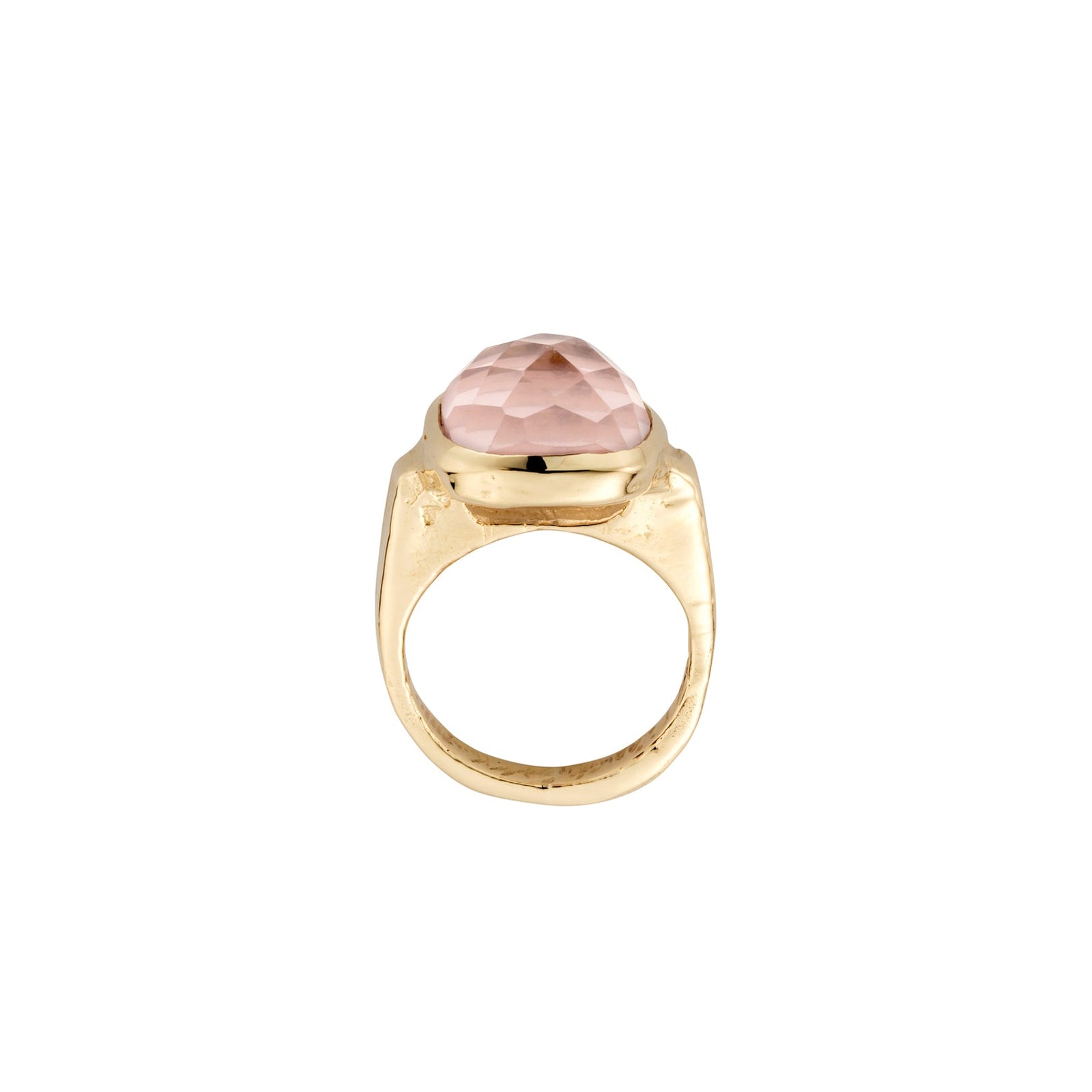 Gold Rose Quartz Crystal Ring